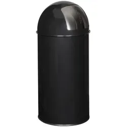 hjh OFFICE 741005 Mülleimer klein PUSH Schwarz - 35L Retro Abfallsammler, robustes Stahlblech, geruchsneutral und pflegeleicht für den Innenbereich
