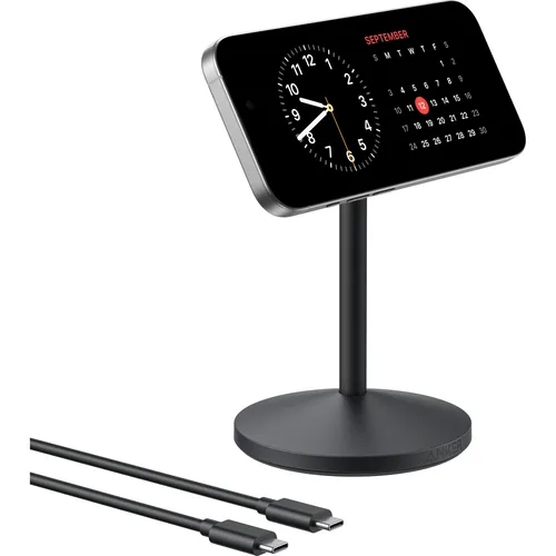 Anker MagGo kabellose Ladestation - 15W Qi2 für MagSafe, integrierter Ständer für freihändiges Laden und 360° Drehmechanismus