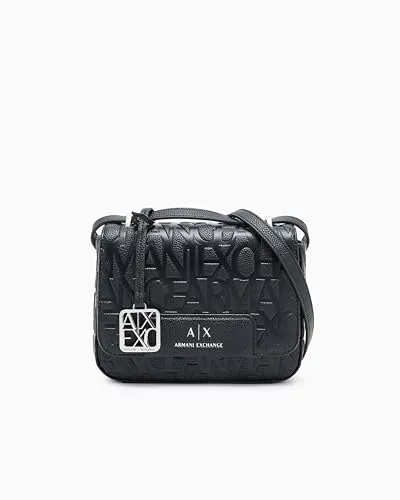 Armani Exchange Liz Umhängetasche schwarz - Damen-Schultertaschen aus hochwertigem Lederimitat, stilvolles Design für jeden Anlass