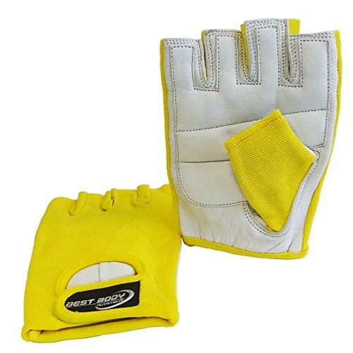 Best Body Nutrition Power Handschuhe, gelb – Größe L – Fitness Handschuhe mit komfortablem, gepolstertem Innenhandleder – Atmungsaktiv – Nylon Handrücken, für Training, Gym, Gewichtheben