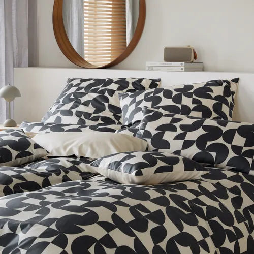 Elegante Mako Satin Bettwäsche Studio Graphic 24533-9 Grau 135x200 - Bettwäsche für alle Jahreszeiten, aus 100% Baumwolle mit geometrischem Muster, STANDARD 100 by OEKO-TEX zertifiziert und in Deutschland hergestellt.