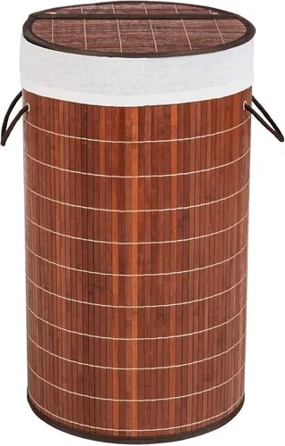 WENKO Wäsche Truhe BAMBOO 55 L Korb Sammler Box Tonne Deckel Bambus Braun Bad WC
