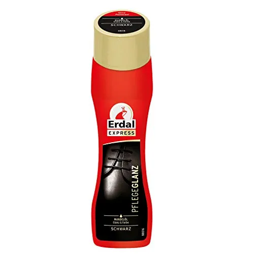 75ml Erdal Express Schuhpflege Pflegeglanz mit Mandelöl schwarz, pflegt, schützt und frischt die Farbe auf, 1er Pack (1x 75ml) (Schwarz), Bienenwachs