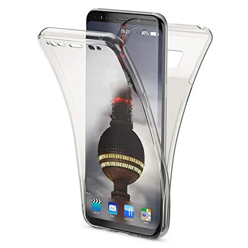 NALIA 360 Grad Hülle kompatibel mit Samsung Galaxy S8, Full Cover Rundum Doppel-Schutz Handyhülle, Dünnes Ganzkörper Silikon Case, Transparente Schutzhülle Vorne & Hinten Schale, Farbe:Grau