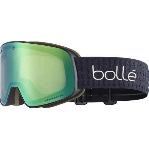 Bollé Nevada Skibrille - Black Corp Matte-Phantom Green Emerald - Herren & Unisex Skibrillen mit photochromatischen Phantom+ Gläsern für optimale Sicht bei wechselnden Lichtverhältnissen und innovativer Belüftungstechnologie gegen Beschlagen.