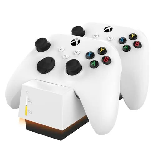 snakebyte Xbox Controller Ladestation - offiziell lizenziert, 2Std. Ultra-Schnellladung für 2 Xbox Series X|S/One Controller, inkl. 2 Controller Akkus, Überladungsschutz, 5 Jahre Garantie