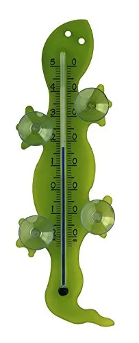 TFA Dostmann Gecko analoges Fensterthermometer, Außentemperatur, Montage mit Saugnäpfen, Gecko-Design