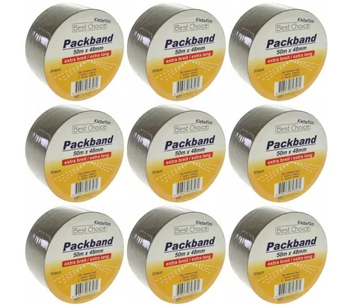 Best Choice Klebeband 9 x Klebeband Packband extra breit 50m x48mm braun