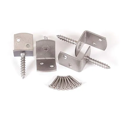 4ER-Set FLECHTZAUNHALTER Winkel Edelstahl IN L-Form 38x34 MM