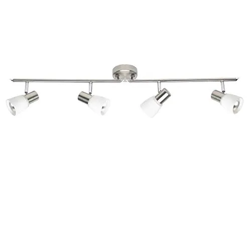 Brilliant Luca 35832/77 Deckenstrahler LED E14 160W - Moderne 4-flammige Deckenleuchte in Edelstahl und Chrom, ideal für individuelle Beleuchtungslösungen. Flexibel einsetzbar an Wand oder Decke, dimmbar mit passenden LED-Leuchtmitteln.
