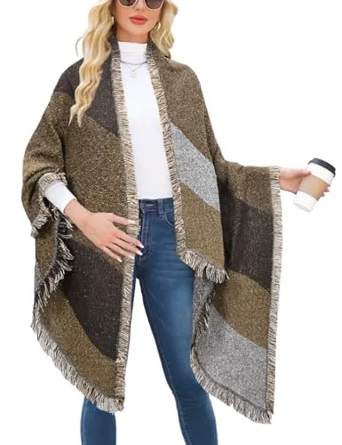 heekpek Damen Maedchen Langer Schal Deckenstoffschaln Schalcape Winter Schal mit Fransen und spitzen Enden Schal Oversize schals damen winter Stern schal oversized damenschal lang