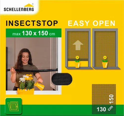 SCHELLENBERG Fliegengitter-Gewebe Simply Open aufrollbar für Fenster, 3-er Pack, (Set, 1-St), Klebe-Klett-Montage, 130 x 150 cm, anthrazit