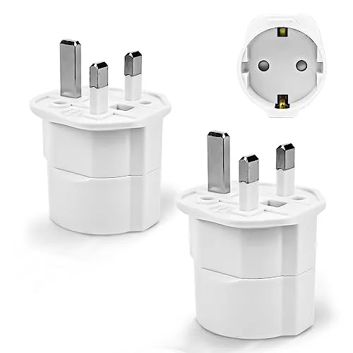 Stück Reiseadapter UK Adapter England Deutschland Stecker, Reisestecker Typ G Steckdose, Travel Adapter UK, Steckdosenadapter England für EU zu England/Schottland/Irland/Dubai/Maldives 2