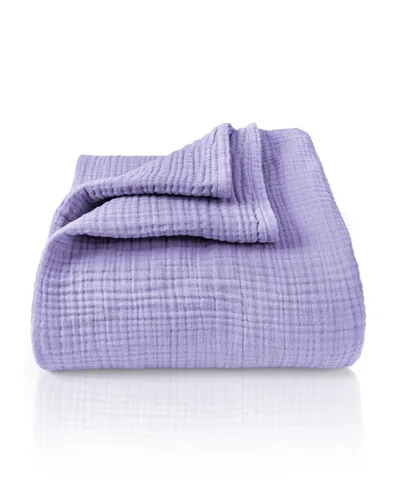 Laynenburg Tagesdecke Musselin aus 100% Baumwolle – Lavendel Kuscheldecke - Tagesdecken aus 100% Baumwolle, ideal als Sommerdecke oder Bett-Überwurf, sorgt für gemütliche Atmosphäre und ist perfekt für jedes Sofa.