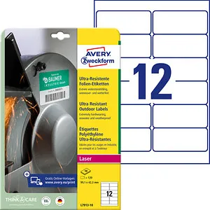 AVERY Zweckform resistente Folienetiketten L7913-10 weiß 99,1 x 42,3 mm, 10 Blatt