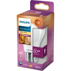 Philips LED Lampe E27 matteiert EyeComfort 90Ra WarmGlow dimmbar 5,9W 810lm extra+warmweiss 2200-2700K wie 60W 8719514323858