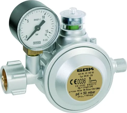 GOK Gewerberegler 50 mbar mit Manometer + Bogapro Lecksuchspray