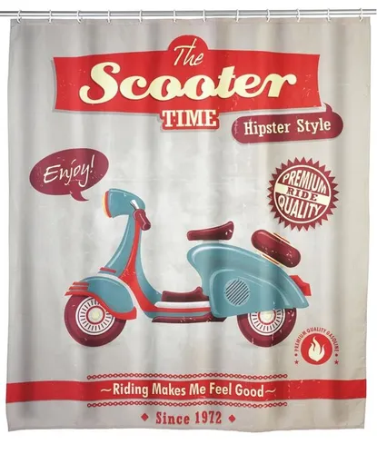 Duschvorhang Vintage Scooter 180x200cm,inkl. Duschvorhangringe WENKO