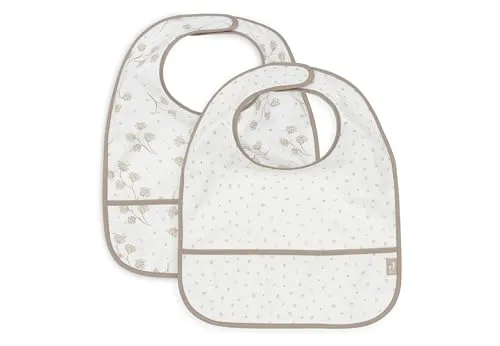Jollein Lätzchen Baby – Leafy Dreams – 2er Pack – Lätzchen Wasserdicht – Mit Klettverschluss – Babylatz – Sabberlätzchen Baby