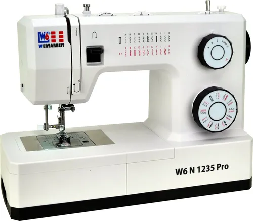 W6 WERTARBEIT Freiarm-Nähmaschine W6 N 1235 Pro - Nähmaschine mit 24 Programmen, ideal für Einsteiger. Starker 100 Watt Servo Motor für müheloses Nähen von dicken Stoffen. Inklusive umfangreichem Zubehör für kreative Projekte.