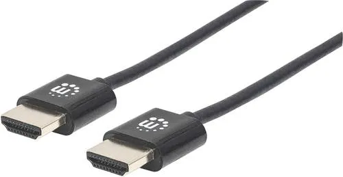 Manhattan HDMI Anschlusskabel HDMI-A Stecker, HDMI-A Stecker 1.00m Schwarz 394352 4K UHD, Folienschirm, Geflechtschirm, Rund