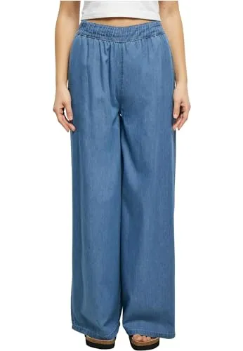 Urban Classics Damen Hose Ladies Light Denim Wide Leg Pants SkyBlue Washed 4XL
