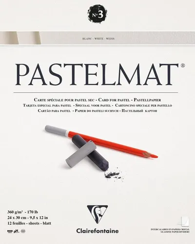 Clairefontaine 96028C Zeichenblock Pastelmat - Zeichenblock für Pastell- und Kreidearbeiten, 12 Blätter, 360 g/m², mit 4 Trennblättern. Ideal für präzise Details und langlebige Ergebnisse.