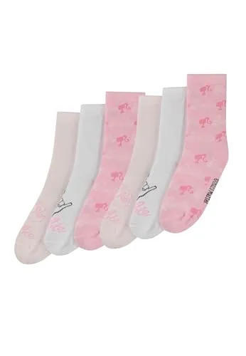 ONOMATO! Socken Kinder 6er-Pack, Kindersocken Barbie, Bequeme Strümpfe für Mädchen, Größe 31-34, Atmungsaktives Baumwollgemisch, Bunte Farben, Elastischer Bund