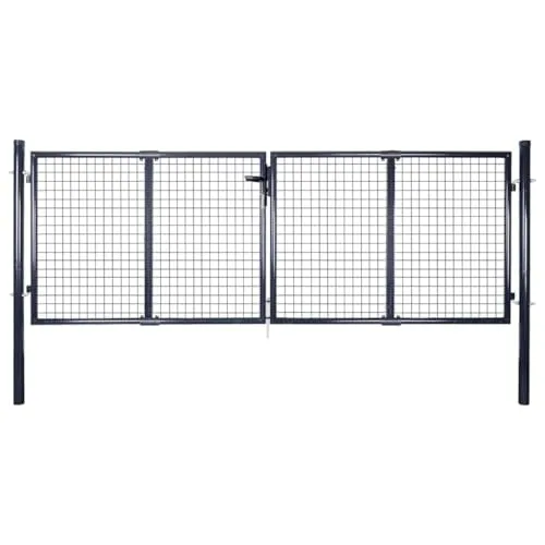 vidaXL Gartentor aus verzinktem Stahl 289x100cm - Doppeltor für Garten & Hof - Flügeltor aus rostbeständigem, pulverbeschichtetem Stahl, mit stabiler Konstruktion und einfacher Montage. Ideal für einen modernen, sicheren Eingang zu Ihrem Garten.
