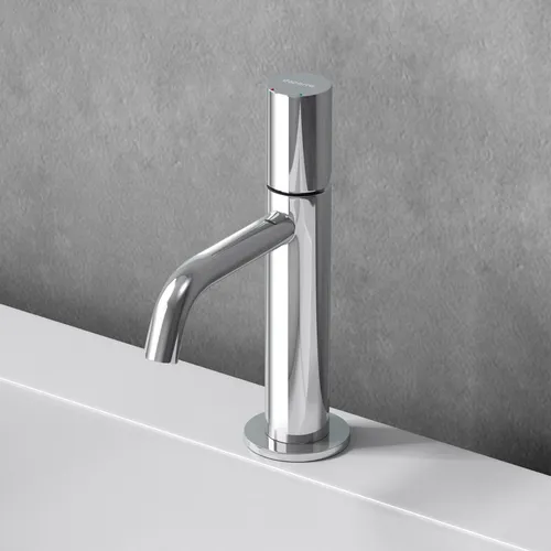 Einhebelmischer Waschbecken-Armatur – Moderne Waschtischarmatur - 2-Loch Einhandmischer aus verchromtem Messing, stilvolles ovales Design für elegante Badezimmergestaltung.