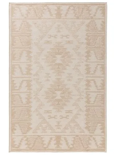 benuta Nest Teppich Bronco - Creme 120x170 cm - Pflegeleichter Outdoor Teppich - Vielseitig nutzbarer Teppich in Creme, ideal für Innen- und Außenbereiche. Das moderne geometrische Design sorgt für stilvolle Akzente und passt sich verschiedenen Einrichtungsstilen an. Langlebig und leicht zu reinigen.