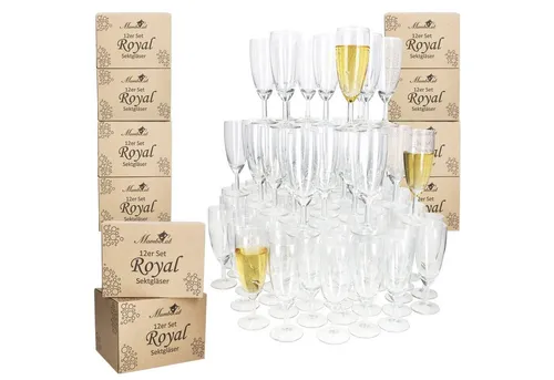 MamboCat 120er Set Royal Sektgläser - Sektkelche für festliche Anlässe | modernes Design aus Klarglas | 140 ml, Höhe 16 cm | ideal für Hochzeiten, Partys und Geburtstage | spülmaschinengeeignet und sorgt für ein einzigartiges Trinkerlebnis