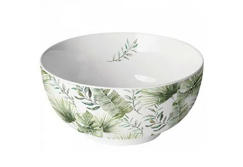 Ambiente Schale Müslischale 0,4 l - 14 cm Urwald Exotik Blätter New Bone China Porzellan Serie jungle leaves