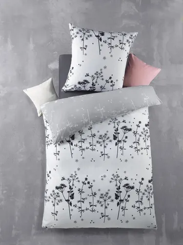 Optidream Bettwäsche Set Mikrofaser 135x200 Polyester Herbes-Wende weiss schwarz, Mikrofaser, 2 teilig, Geschenk Idee Frauen Männer neue Wohnung Hochzeit Frühjahr sale