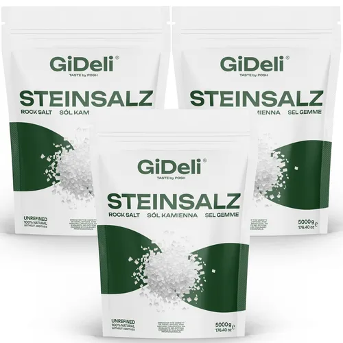 GiDeli Steinsalz Grob 15kg Sack | Natürliches Kristallsalz, Spielsalz, Grobsalz
