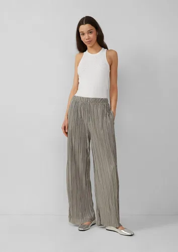 QS Chinos Hose Plissierte Wide-Leg-Hose