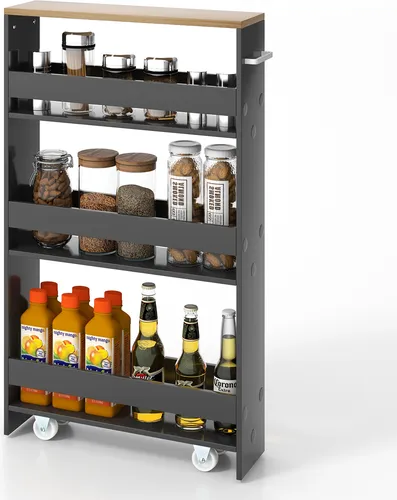 COSTWAY 4 Ebenen Nischenregal auf Rollen