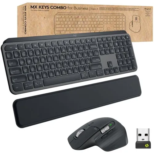 Logitech MX Keys Combo for Business Gen 2 - Kabellose Tastatur mit Maus, Scherenschalter und LED-Hintergrundbeleuchtung für optimale Büroeffizienz