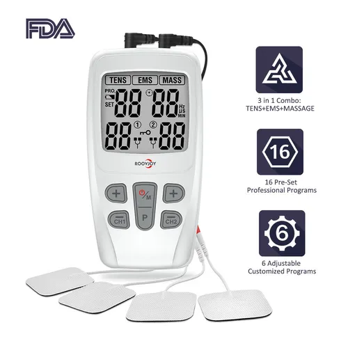 Trendmedic TENS-EMS-Massage Plus Elektrostimulationsgerät R-C4D - Muskel- & Nervenstimulationsgerät mit 22 Programmen für effektive Schmerztherapie und Muskelstimulation, einfach zu bedienen dank großem Display und großer Tasten.