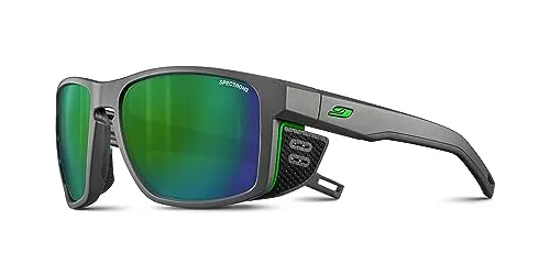 Julbo Herren Shield Sunglasses - Grau/Grün, Einheitsgröße - Sportbrillen mit optimalem Sonnenschutz und innovativer Belüftung gegen Beschlagen. Genießen Sie höchsten Tragekomfort dank rutschsicheren Bügeln und abnehmbaren Seitenteilen.