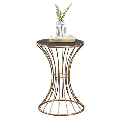 [en.casa] Metall Beistelltisch in Stundenglas-Form - Kupfer Couchtisch - Couchtisch mit stilvollem, zeitlosem Design, ideal als Beistelltisch im Wohnzimmer. Der Metalltisch kombiniert Funktionalität und Eleganz.