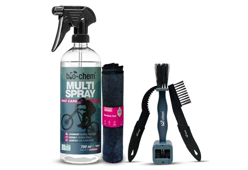 bio-chem bio-chem Multispray 750 ml – Kettenreiniger & Schmiermittel Zweiradreiniger (Sparpaket, [- Multispray 0.75 l Handsprayflasche + Zubehör Reinigt, schmiert & schützt in einem Schritt)