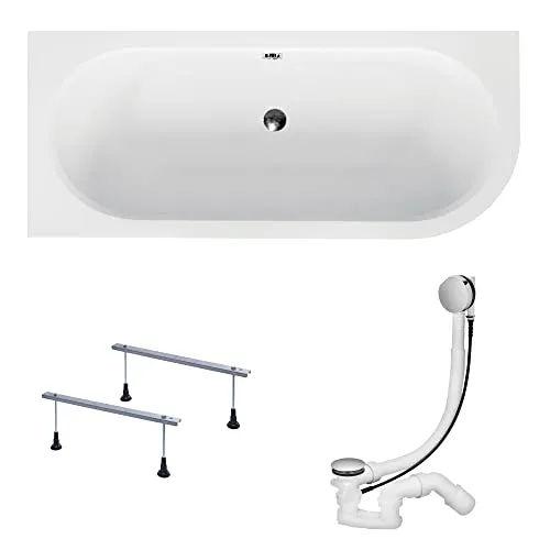 KOLMAN Eckbadewanne AVITA 170x75 Links – Komplettset 3in1 - Genießen Sie luxuriöse Entspannung in der AVITA Eckbadewanne (170x75 cm). Mit robustem Acryl und verstärkter Bodenkonstruktion für hohe Stabilität. Inklusive automatischem Ablauf und Füßen – ideal für Ihr Badezimmer!