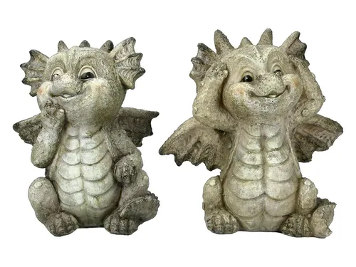 Gartenfigur Drachen Figuren Set in grau von Figuren Shop