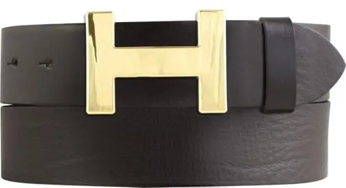 BELTINGER Designer Gürtel HENRY aus Vollrindleder 4 cm | Eleganter Ledergürtel für Damen und Herren 40mm | Gold glänzend | Braun 90cm