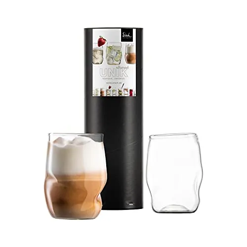 Eisch Germany Becher UNIK, 2-teiliges Set aus hitzebeständigem Borosilikatglas - Kaffeebecher aus hitzebeständigem Spezialglas, handgefertigt und einzigartig. Ideal für Cocktails, Kaffee und mehr – spülmaschinengeeignet und perfekt als Geschenk!