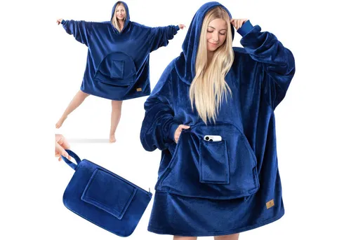KESSER Hoodie Decke Kuscheldecke mit Ärmeln in blau von Kesser