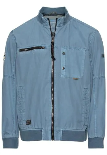 camel active Outdoorjacke mit Stehkragen, Blau - Funktionsjacke in Blau mit Stehkragen, aus 100% Baumwolle, ideal für Outdoor-Aktivitäten und lässige Freizeitlooks.