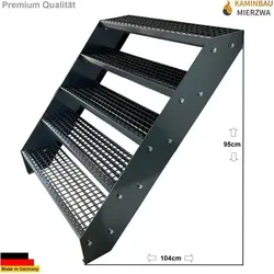 Gitterrost Stahl Wangentreppe 5 Stufen - Verzinkt & Anthrazit Pulverlackiert - Wetterfeste und korrosionsgeschützte Außentreppe mit 5 Stufen aus verzinktem Stahl. Ideal für Garten, Terrasse oder Pool. Einfache Montage mit enthaltenem Schraubenset.