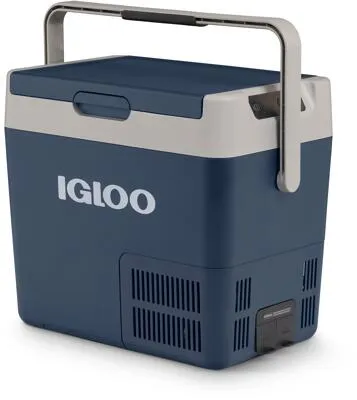 ICF18 Kühlbox, blau - Weiße Ware mit 19 Litern Kapazität, ideal für unterwegs. Kühlt effizient dank Kompressor und ist über 12V KFZ-Anschluss nutzbar.